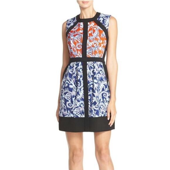 New! BCBGMAXAZRIA Women's Donatella Ikat Print Dress with Pocket Size 8 - Picture 5 of 7